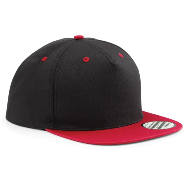 Tweekleurige 5-panel snapbackpet Black / Classic Red