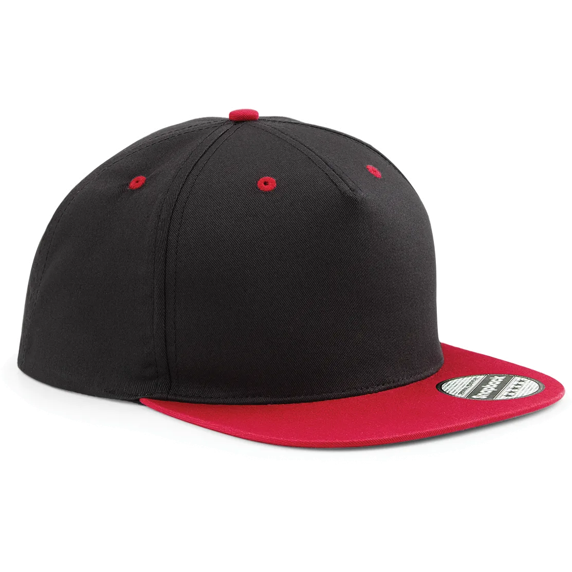 Tweekleurige 5-panel snapbackpet Black / Classic Red