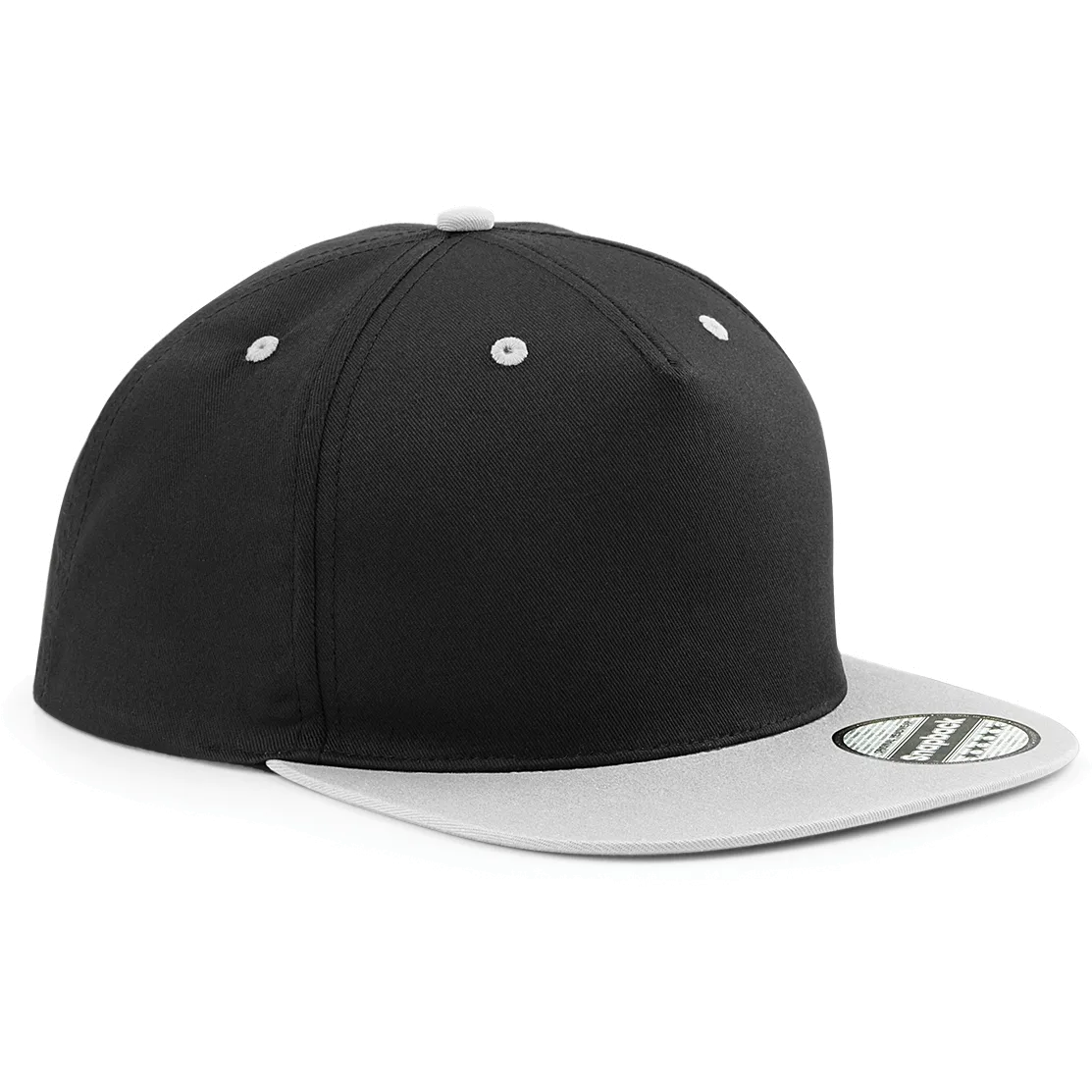 Tweekleurige 5-panel snapbackpet Black / Grey