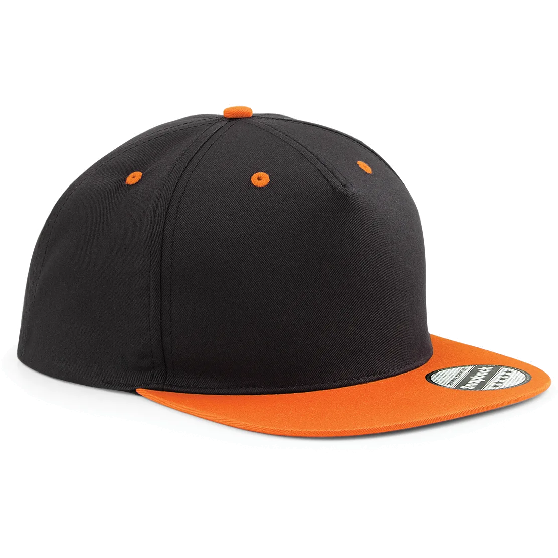 Tweekleurige 5-panel snapbackpet Black / Orange