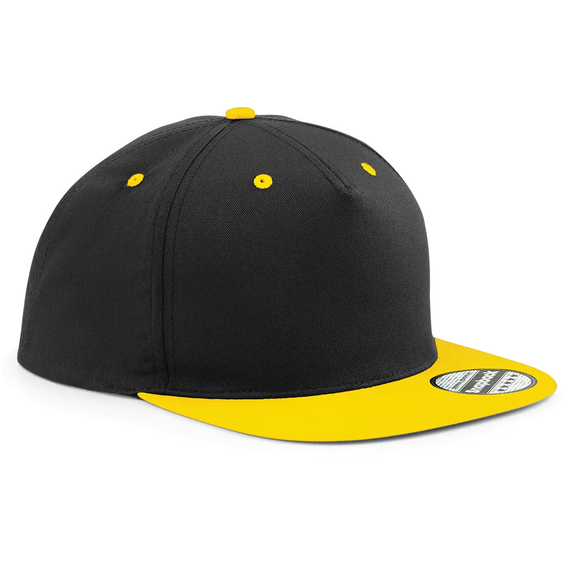 Tweekleurige 5-panel snapbackpet Black / Yellow