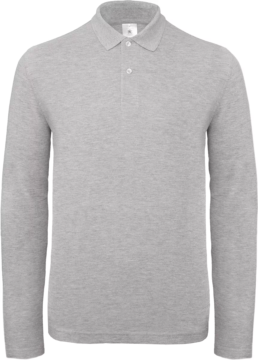 ID.001 Men’s long-sleeve polo shirt Heather Grey