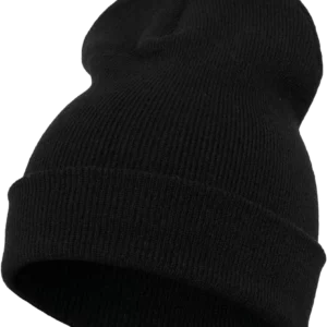 Lange beanie van grove breisteek BLACK