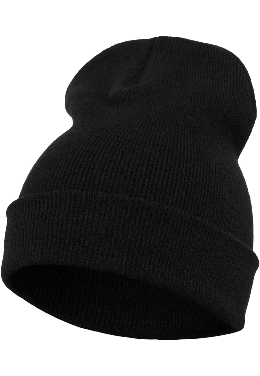 Lange beanie van grove breisteek BLACK