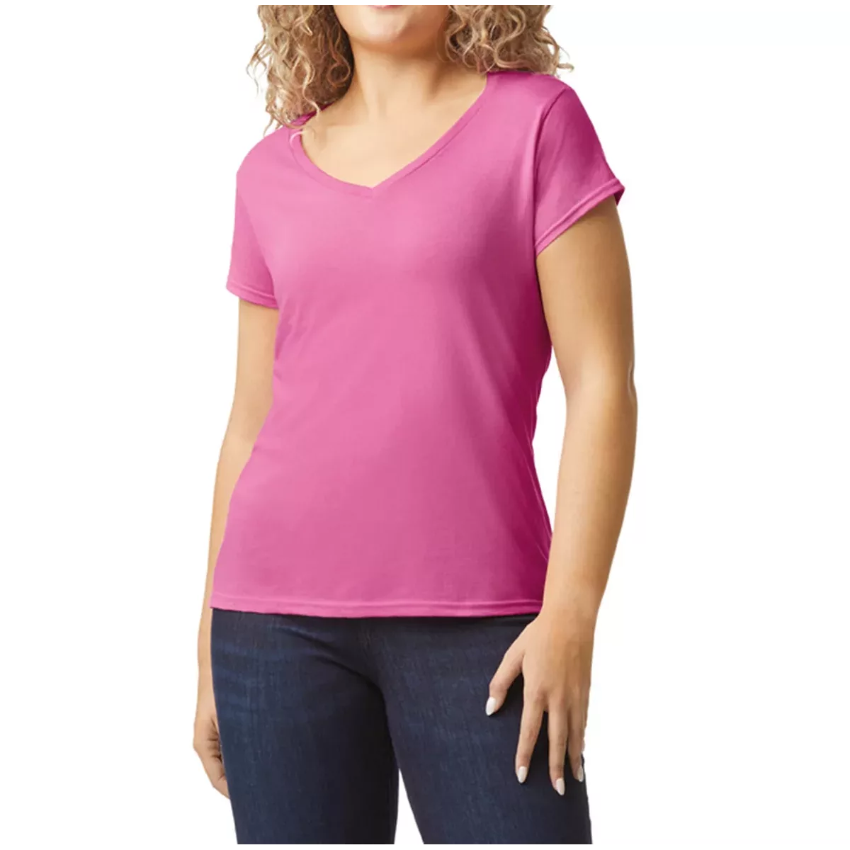Softstyle® Fitted Ladies’ V-neck T-shirt Azalea