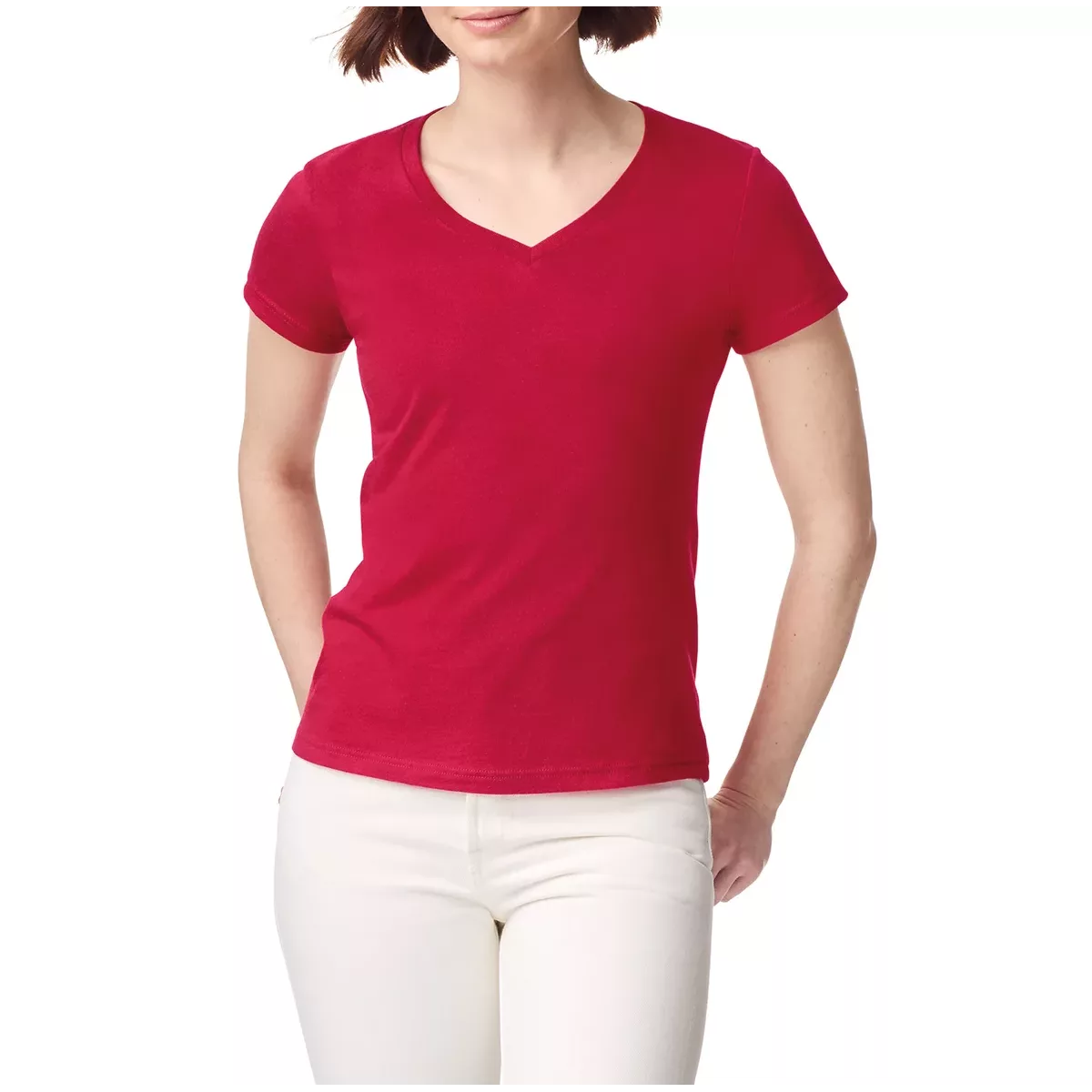 Softstyle® Fitted Ladies’ V-neck T-shirt Cherry Red