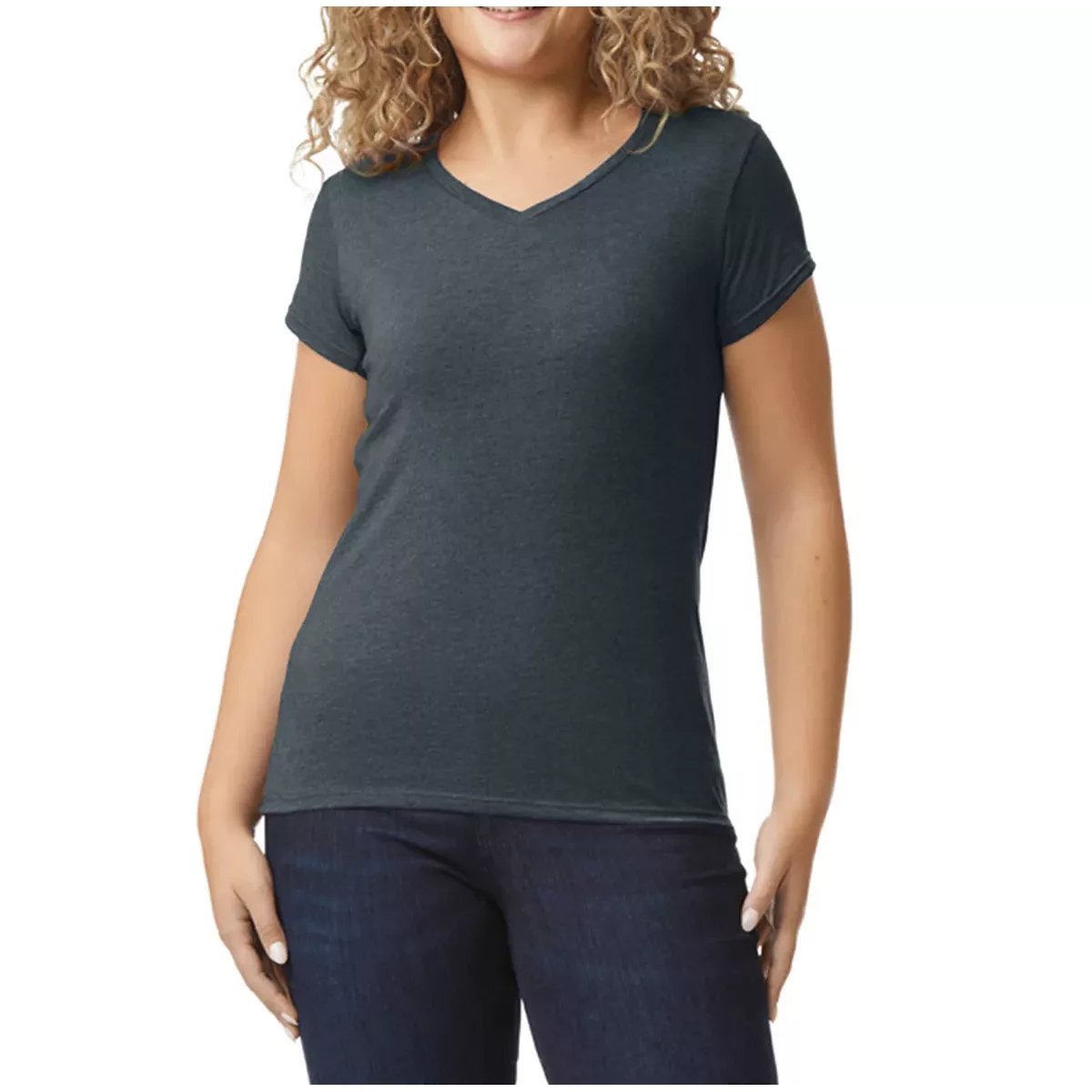 Softstyle® Fitted Ladies’ V-neck T-shirt Dark Heather