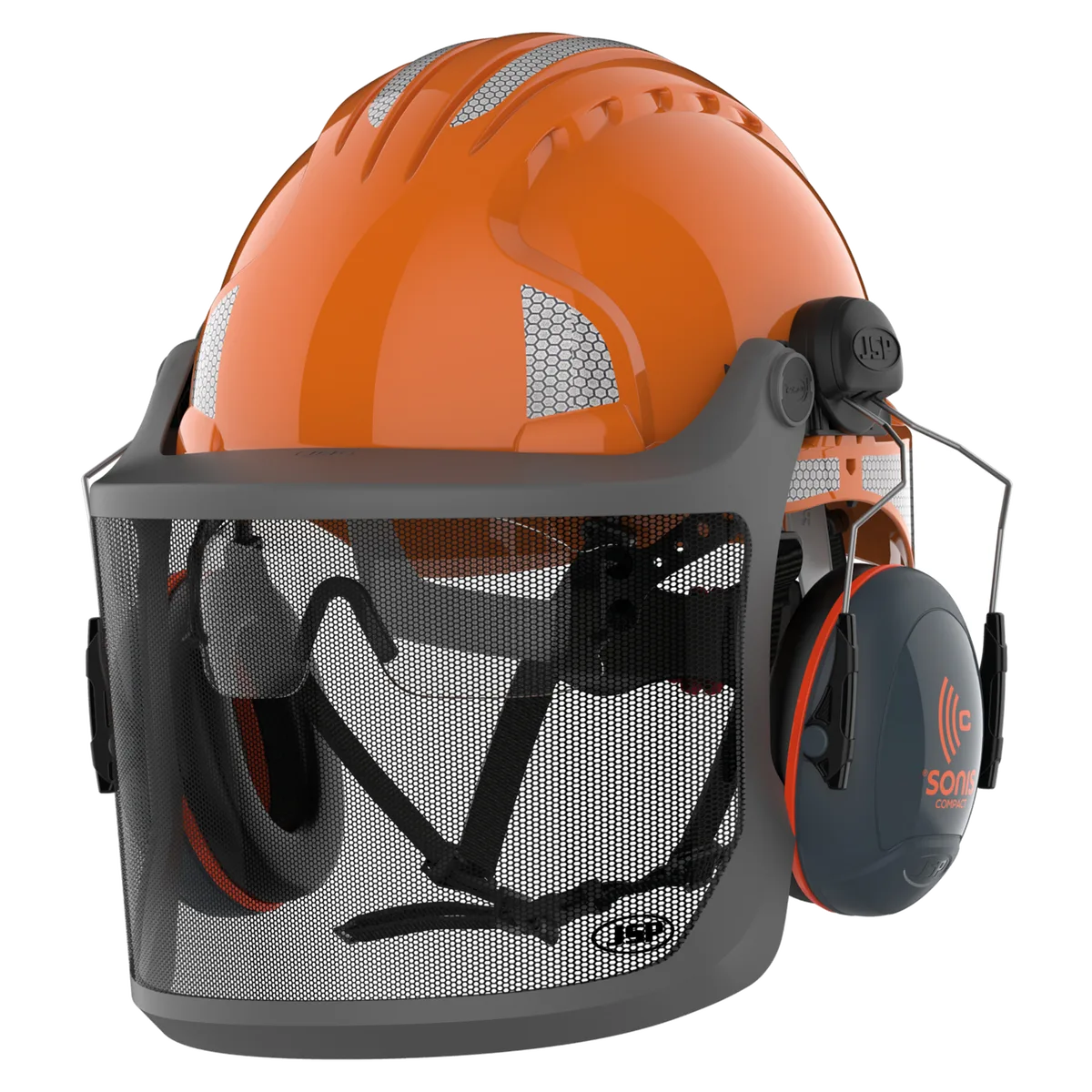 Sonis Compact EVOGuard™ M3 bosbouwhelm met Sonis Compact oorkappen Orange