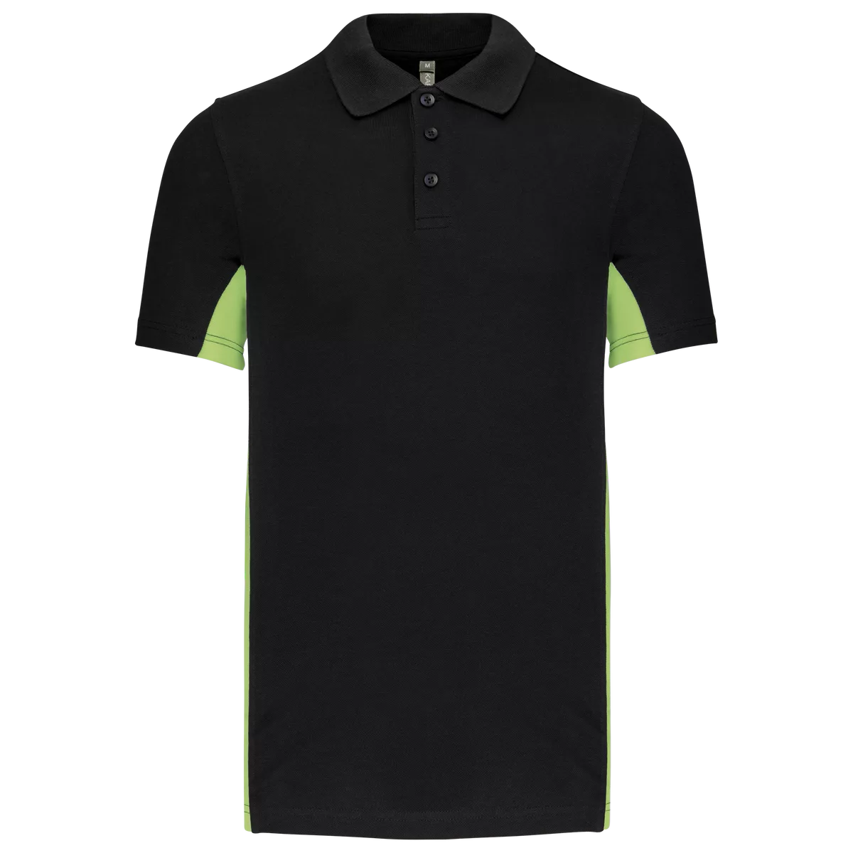 Tweekleurige piquépolo korte mouwen heren Black / Lime
