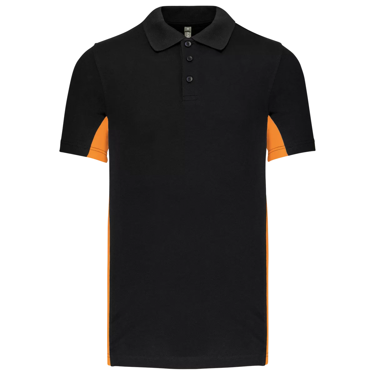 Tweekleurige piquépolo korte mouwen heren Black / Orange