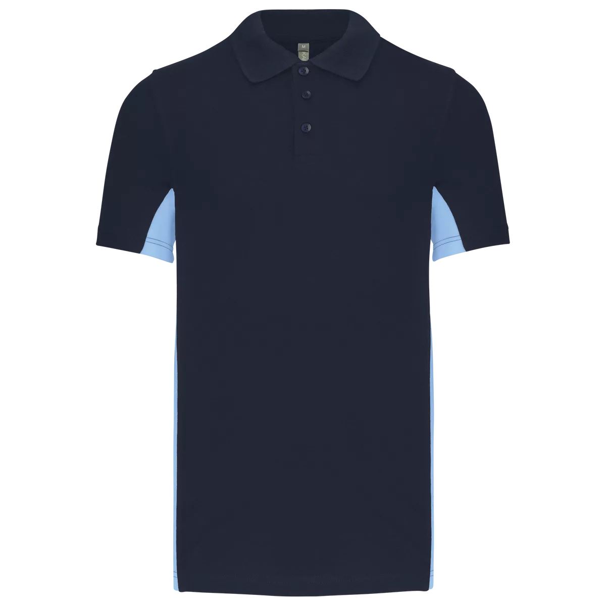 Tweekleurige piquépolo korte mouwen heren Navy / Sky Blue
