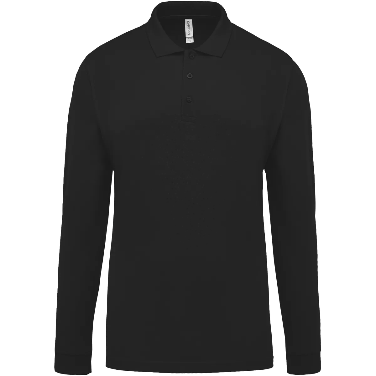 Piqué-herenpolo lange mouwen Black