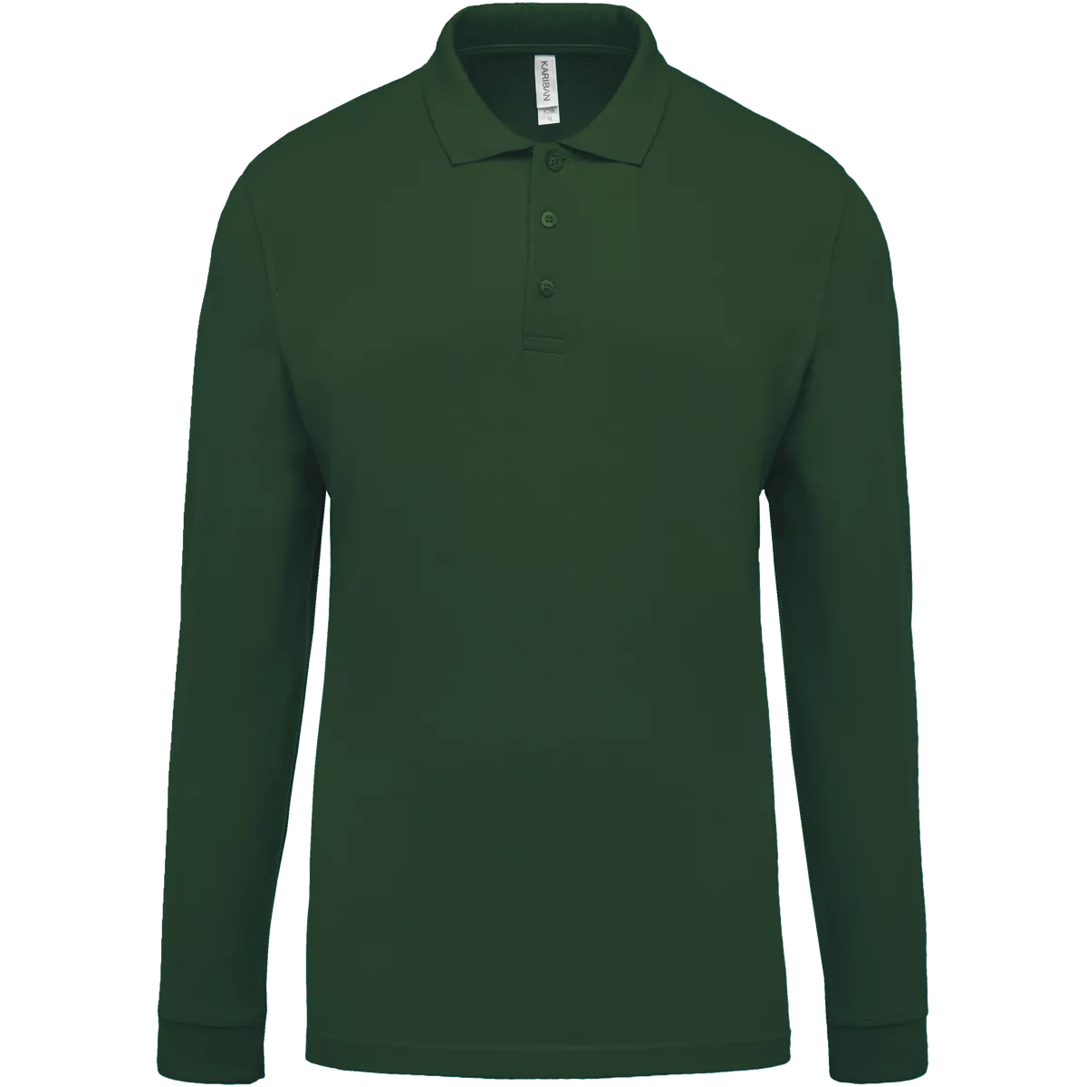 Piqué-herenpolo lange mouwen Forest Green