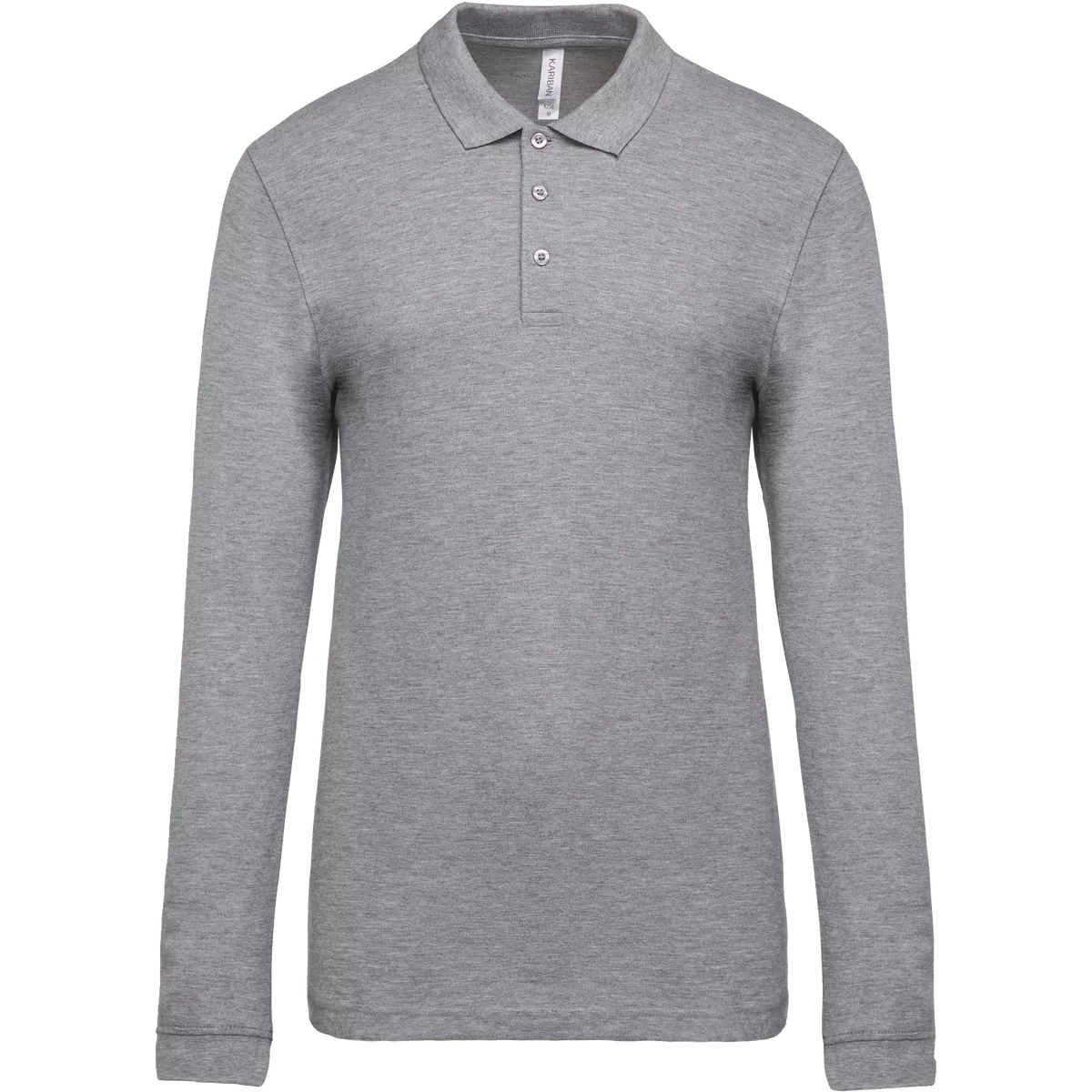 Piqué-herenpolo lange mouwen Oxford Grey