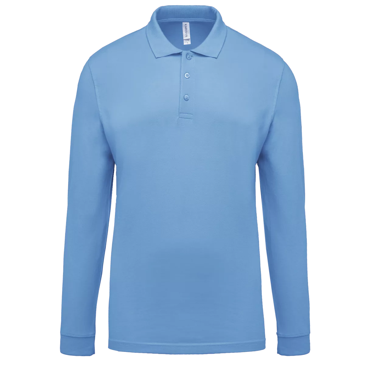 Piqué-herenpolo lange mouwen Sky Blue