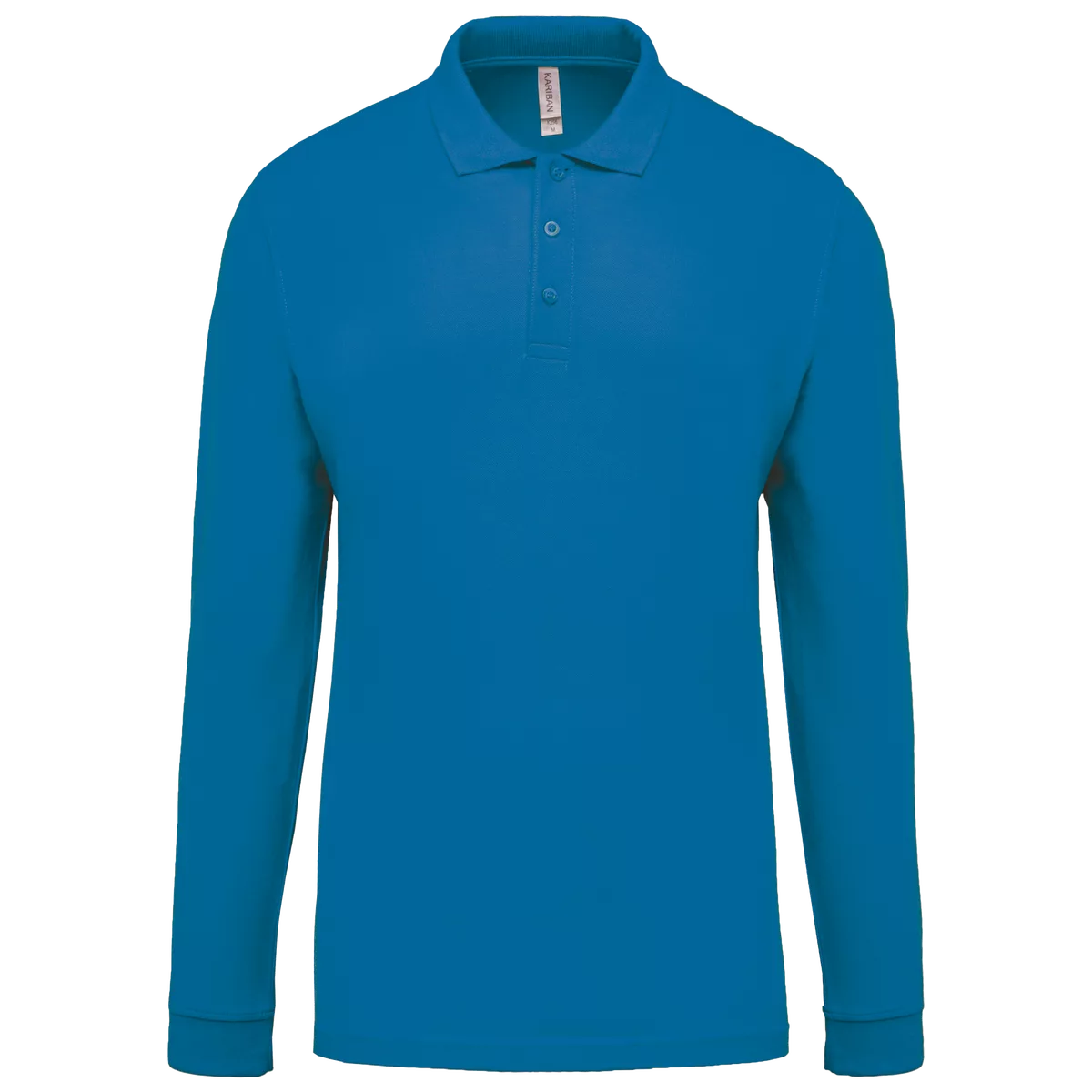 Piqué-herenpolo lange mouwen Tropical Blue