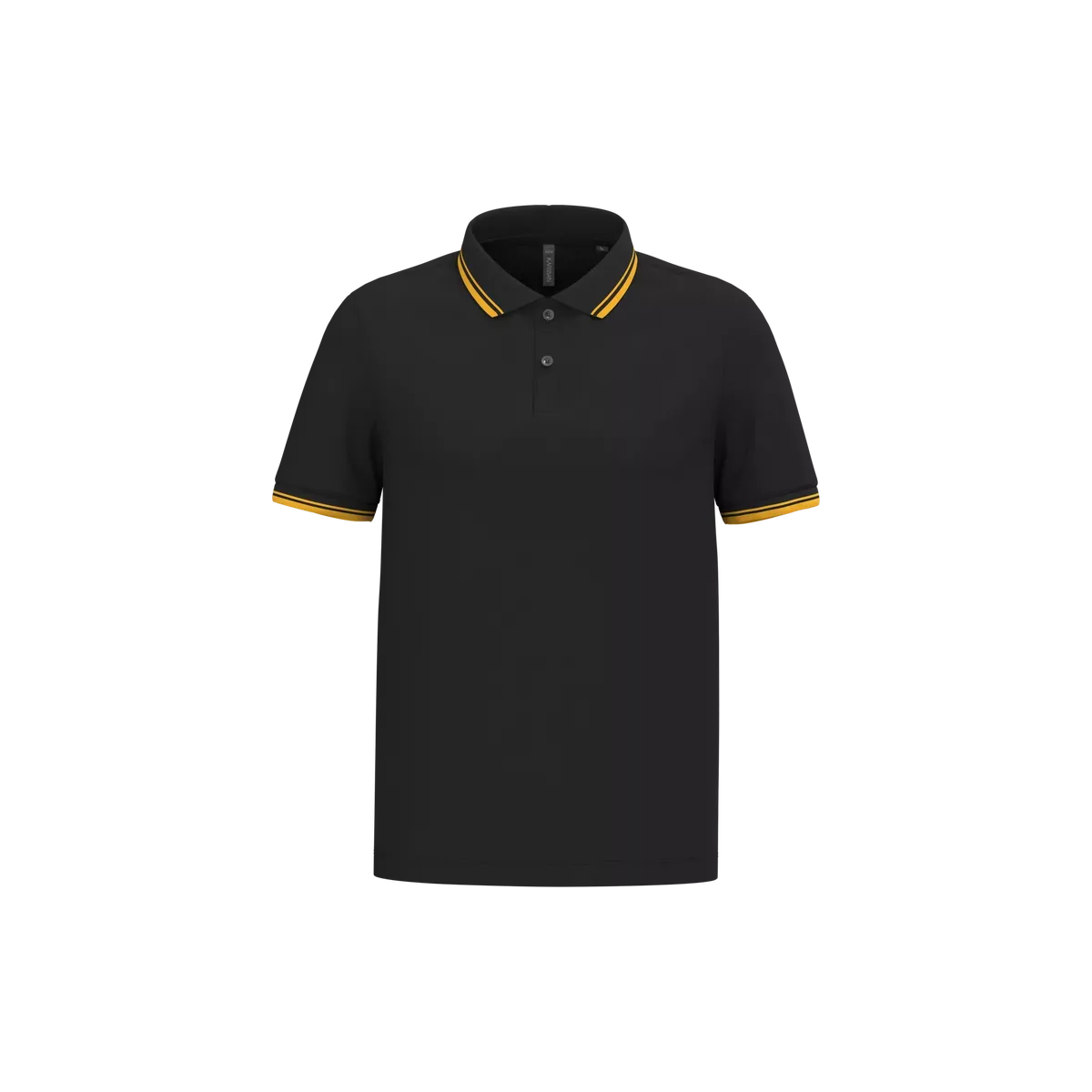 Herenpolo met korte mouwen en contrasterende bies Black / Yellow