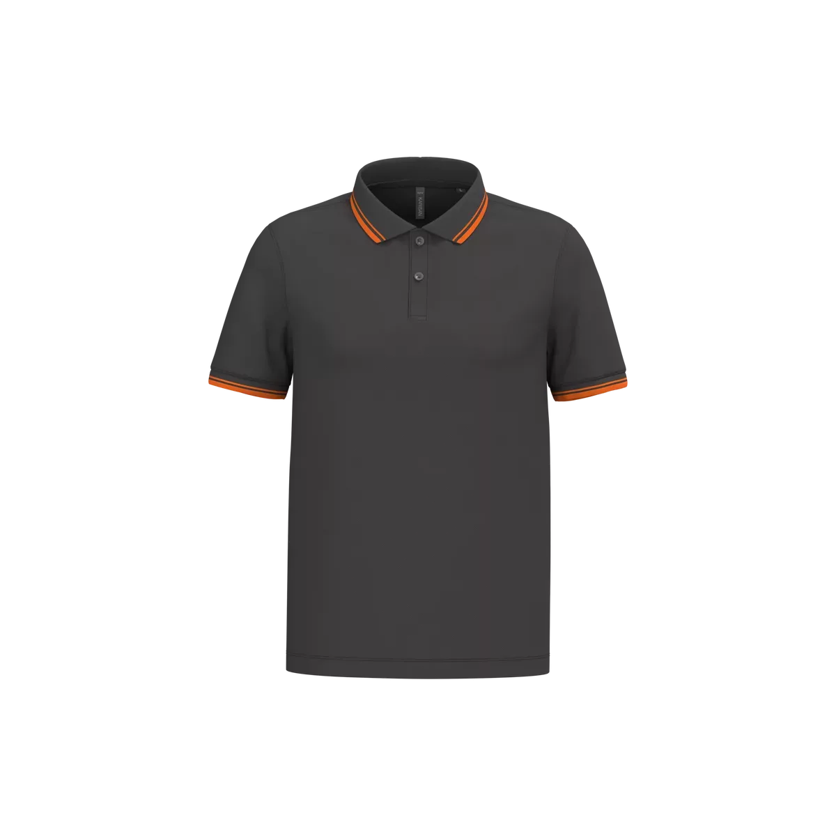 Herenpolo met korte mouwen en contrasterende bies Dark Grey / Orange