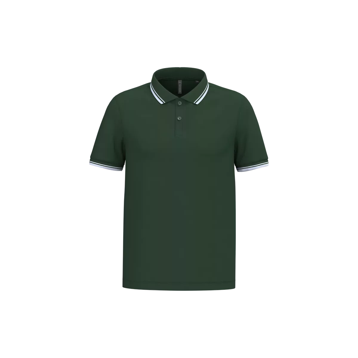 Herenpolo met korte mouwen en contrasterende bies Forest Green / White
