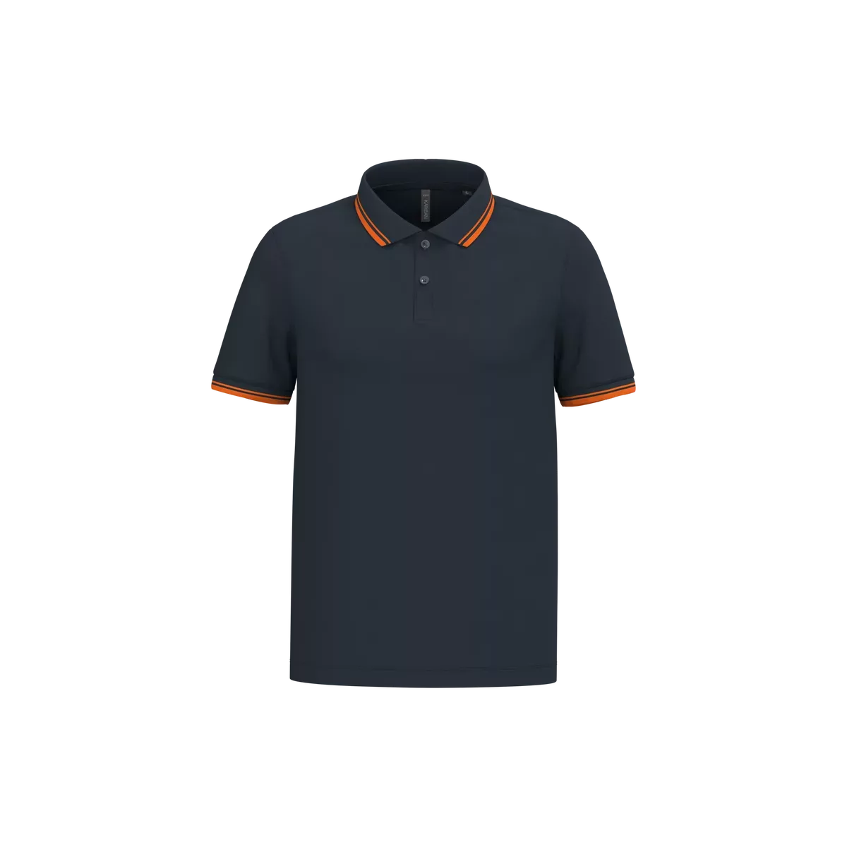 Herenpolo met korte mouwen en contrasterende bies Navy / Orange