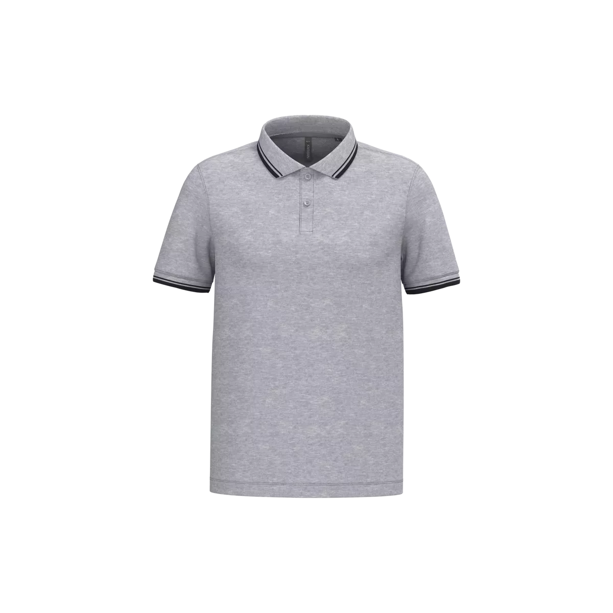 Herenpolo met korte mouwen en contrasterende bies Oxford Grey / Black