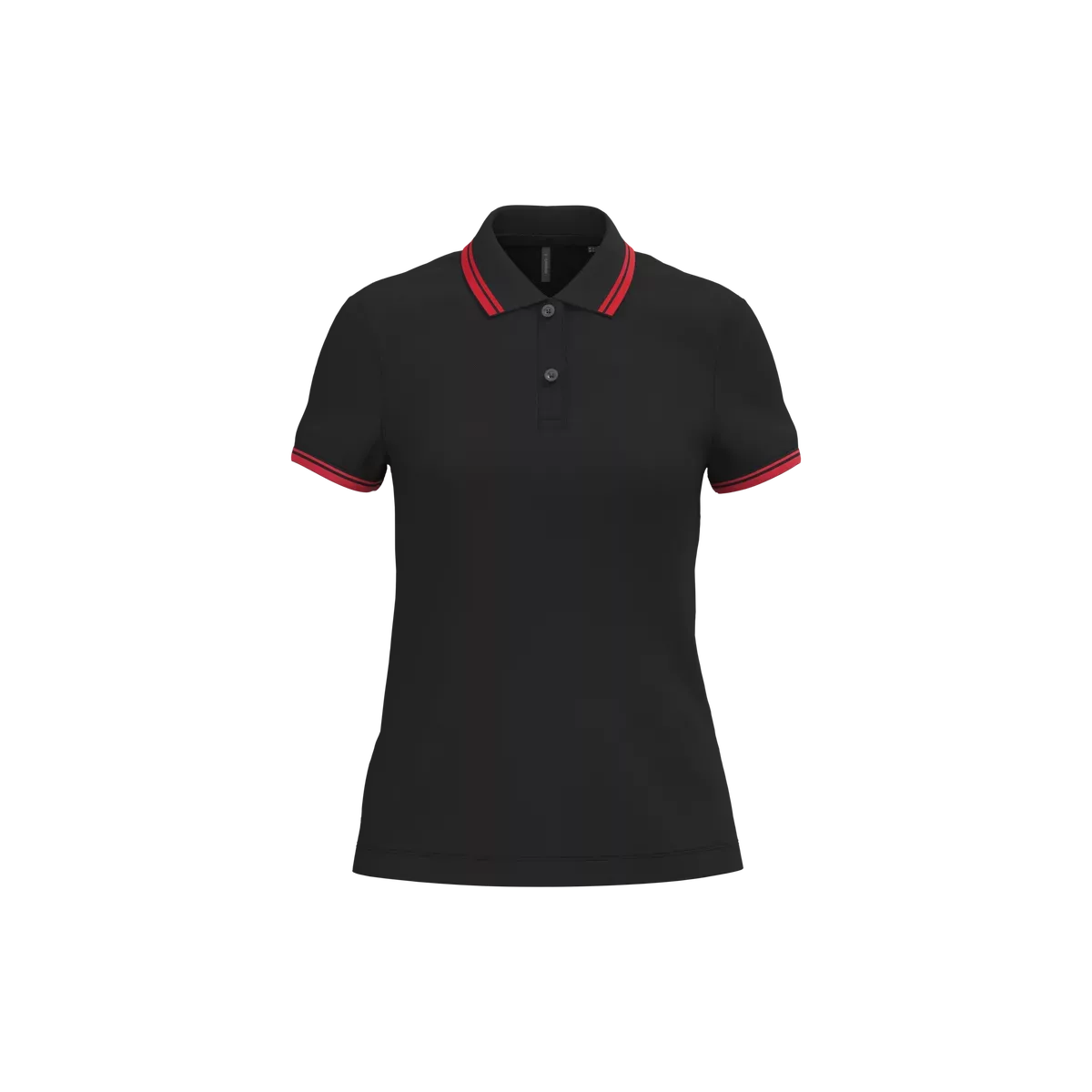 Damespolo met korte mouwen en contrasterende bies Black / Red