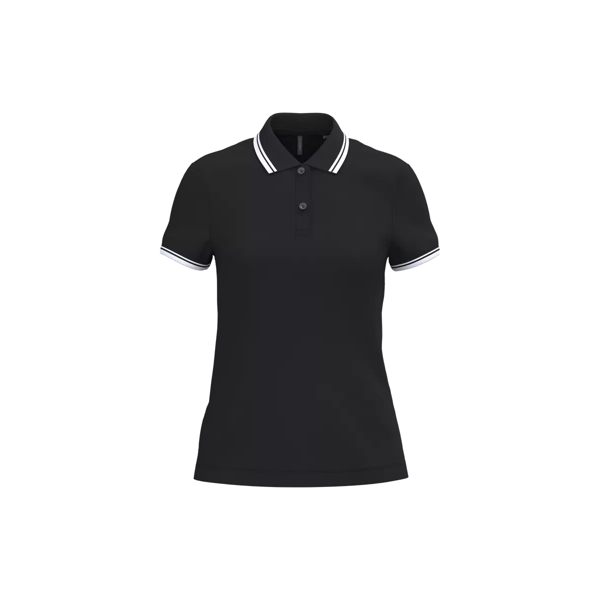 Damespolo met korte mouwen en contrasterende bies Black / White