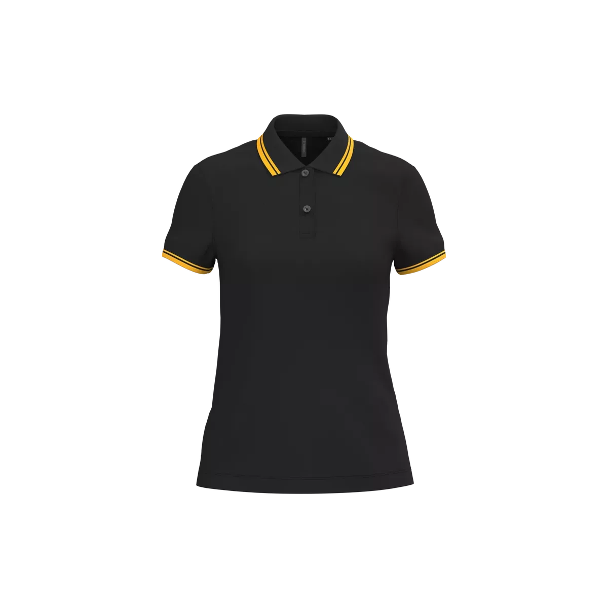 Damespolo met korte mouwen en contrasterende bies Black / Yellow