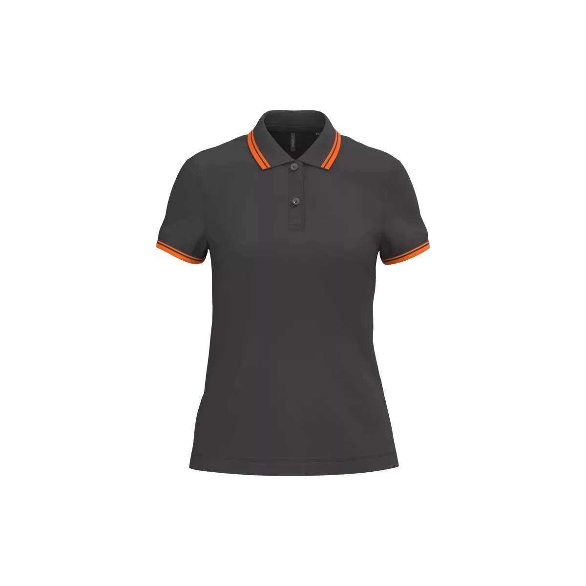 Damespolo met korte mouwen en contrasterende bies Dark Grey / Orange