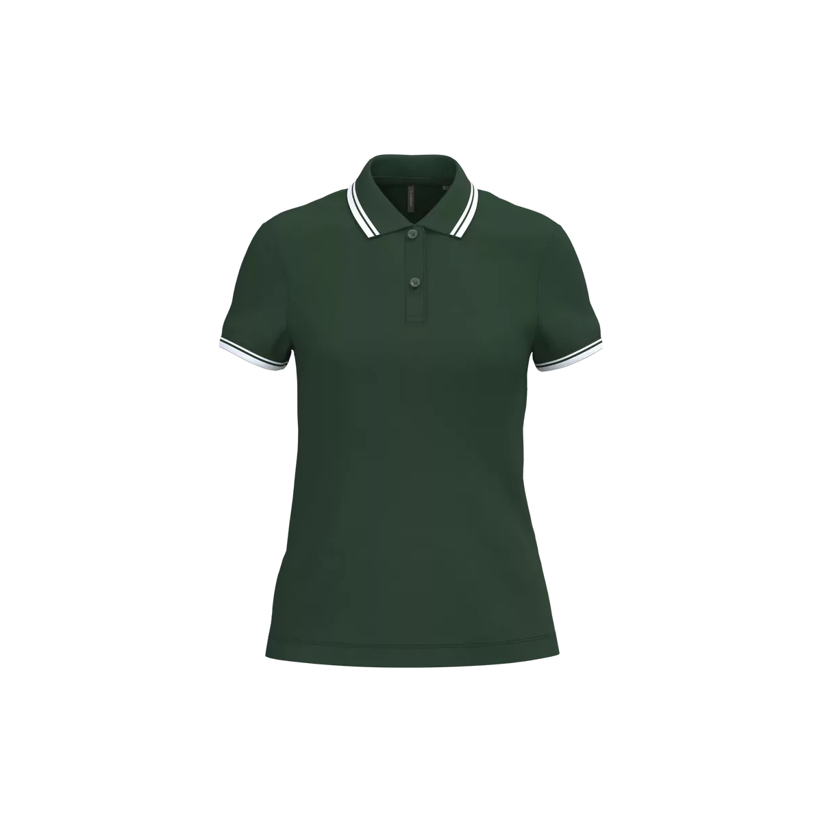 Damespolo met korte mouwen en contrasterende bies Forest Green / White