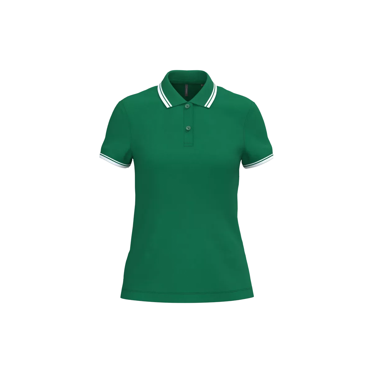Damespolo met korte mouwen en contrasterende bies Kelly Green / White