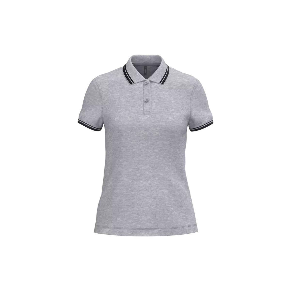 Damespolo met korte mouwen en contrasterende bies Oxford Grey / Black