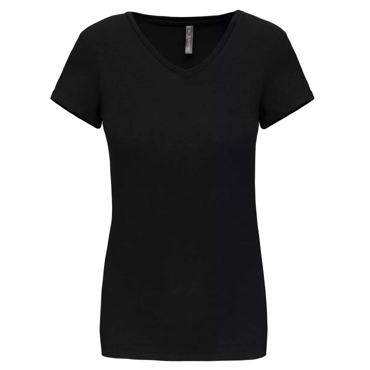 Dames-T-shirt V-hals korte mouwen Black