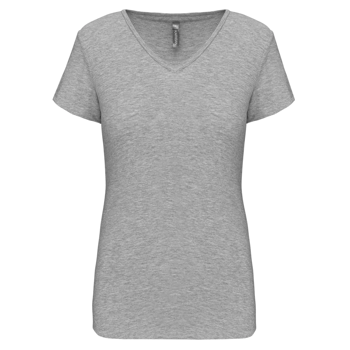 Dames-T-shirt V-hals korte mouwen Light grey heather
