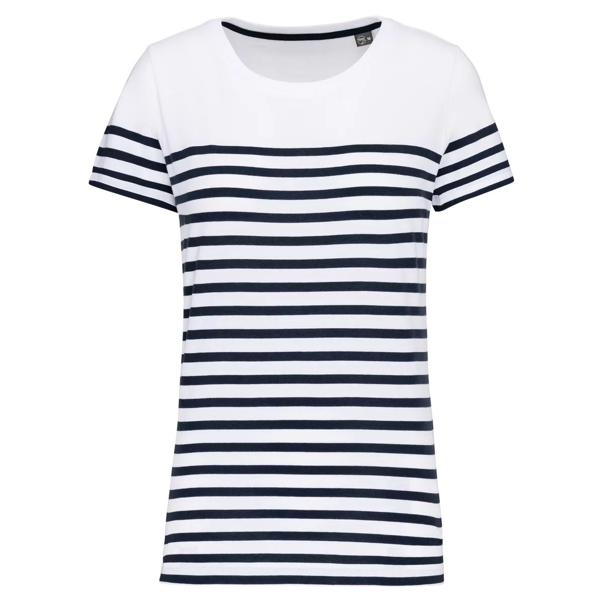 Marine-T-shirt ronde hals Bio dames White / Navy Stripes