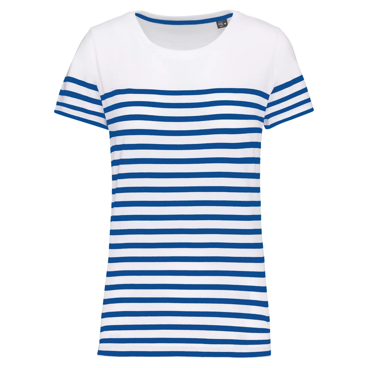 Marine-T-shirt ronde hals Bio dames White / Royal Blue Stripe
