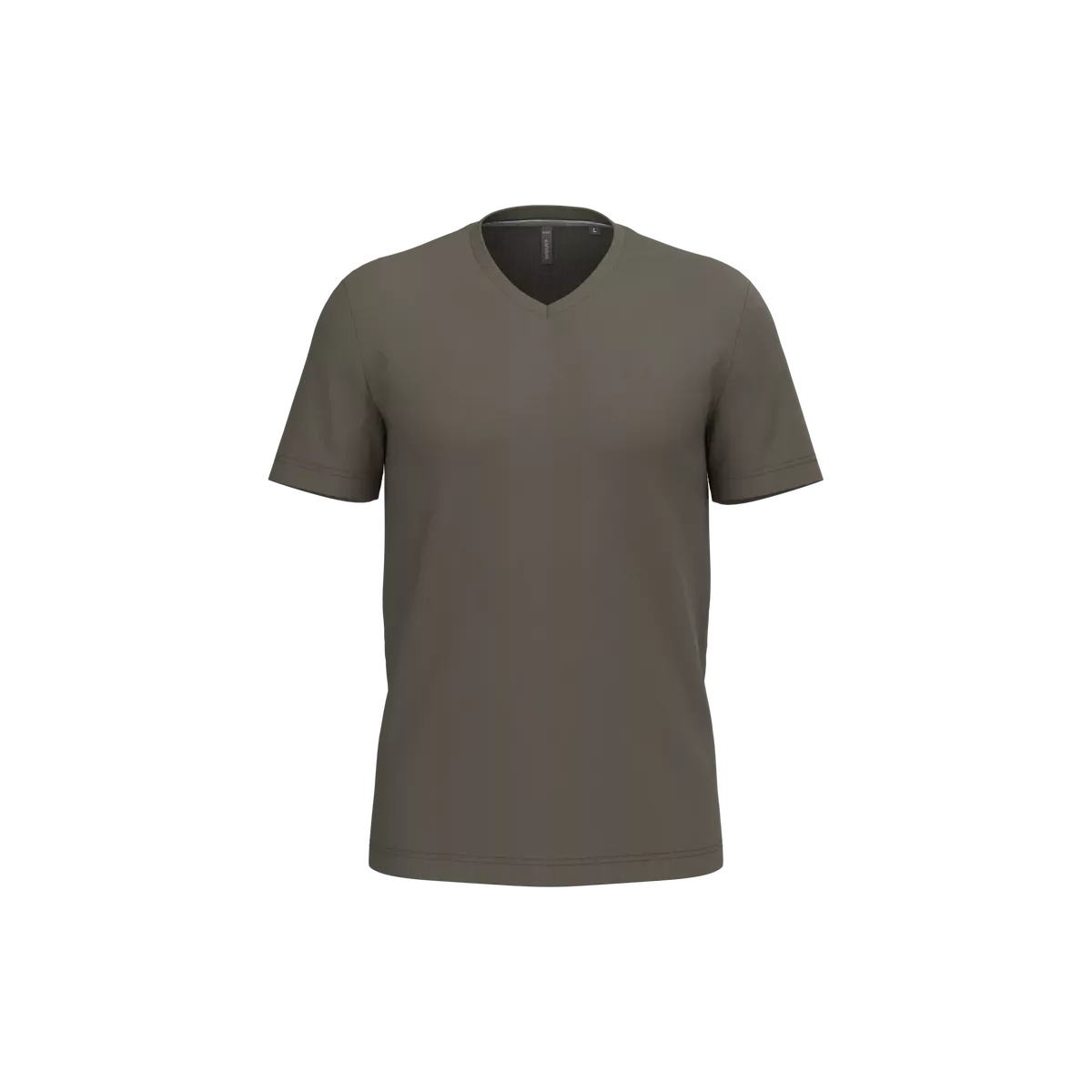 T-shirt V-hals korte mouwen Dark Khaki