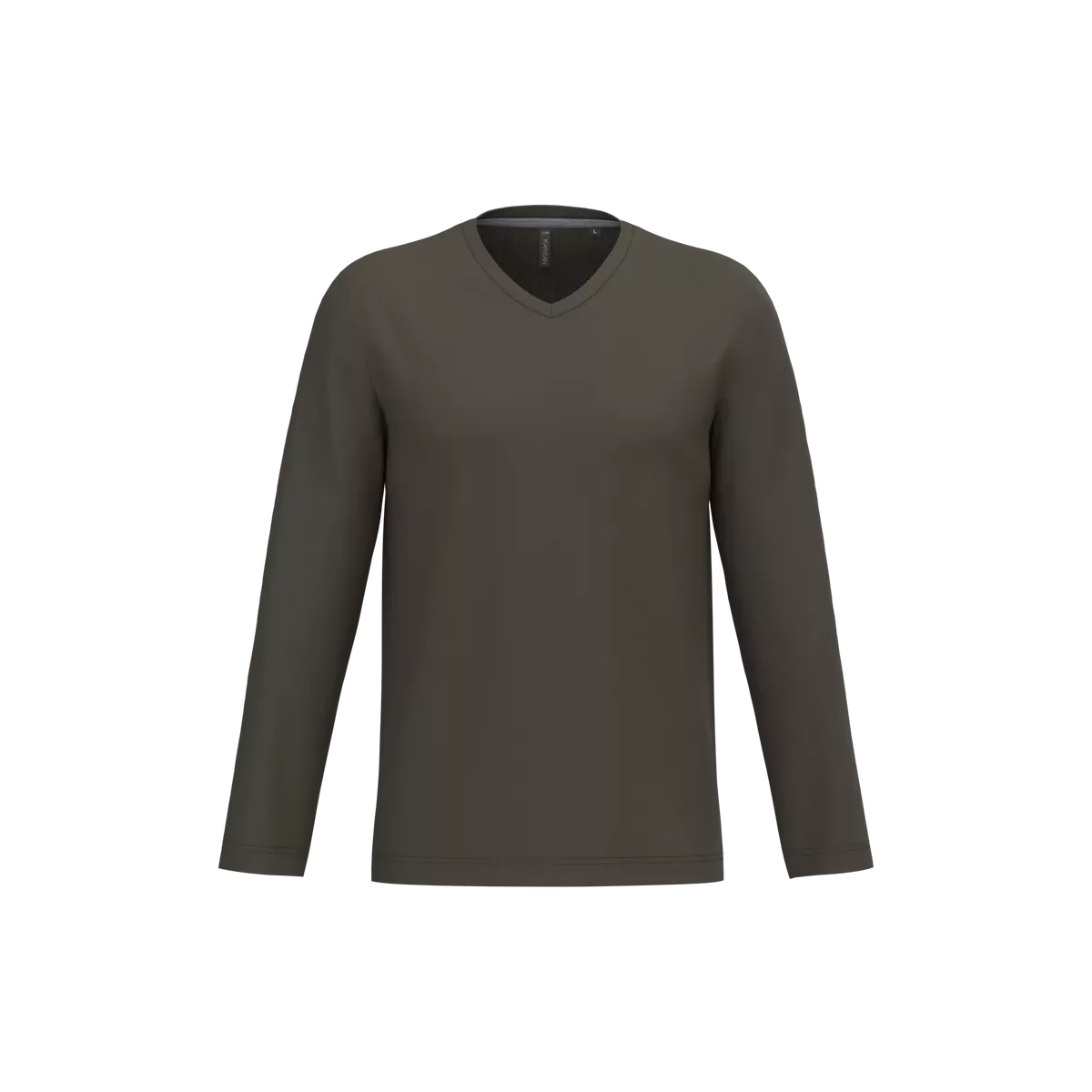 T-shirt V-hals lange mouwen Dark Khaki