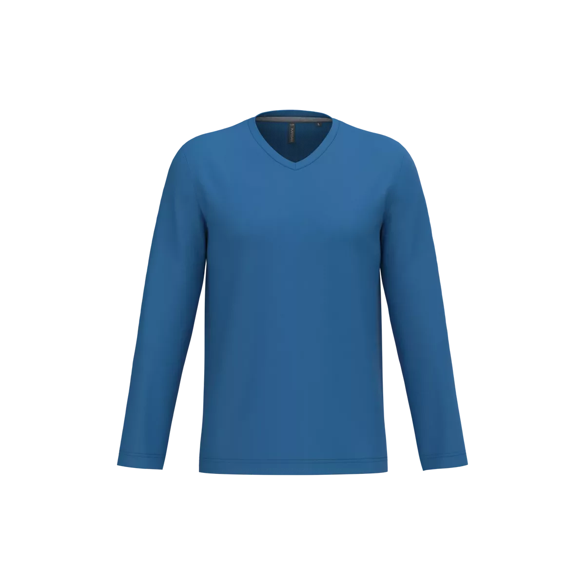 T-shirt V-hals lange mouwen Light Royal Blue