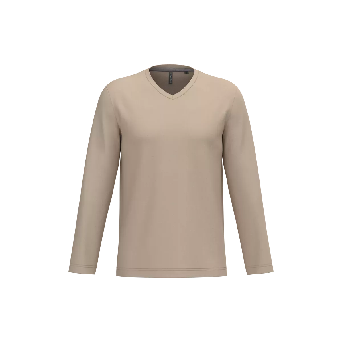T-shirt V-hals lange mouwen Light Sand
