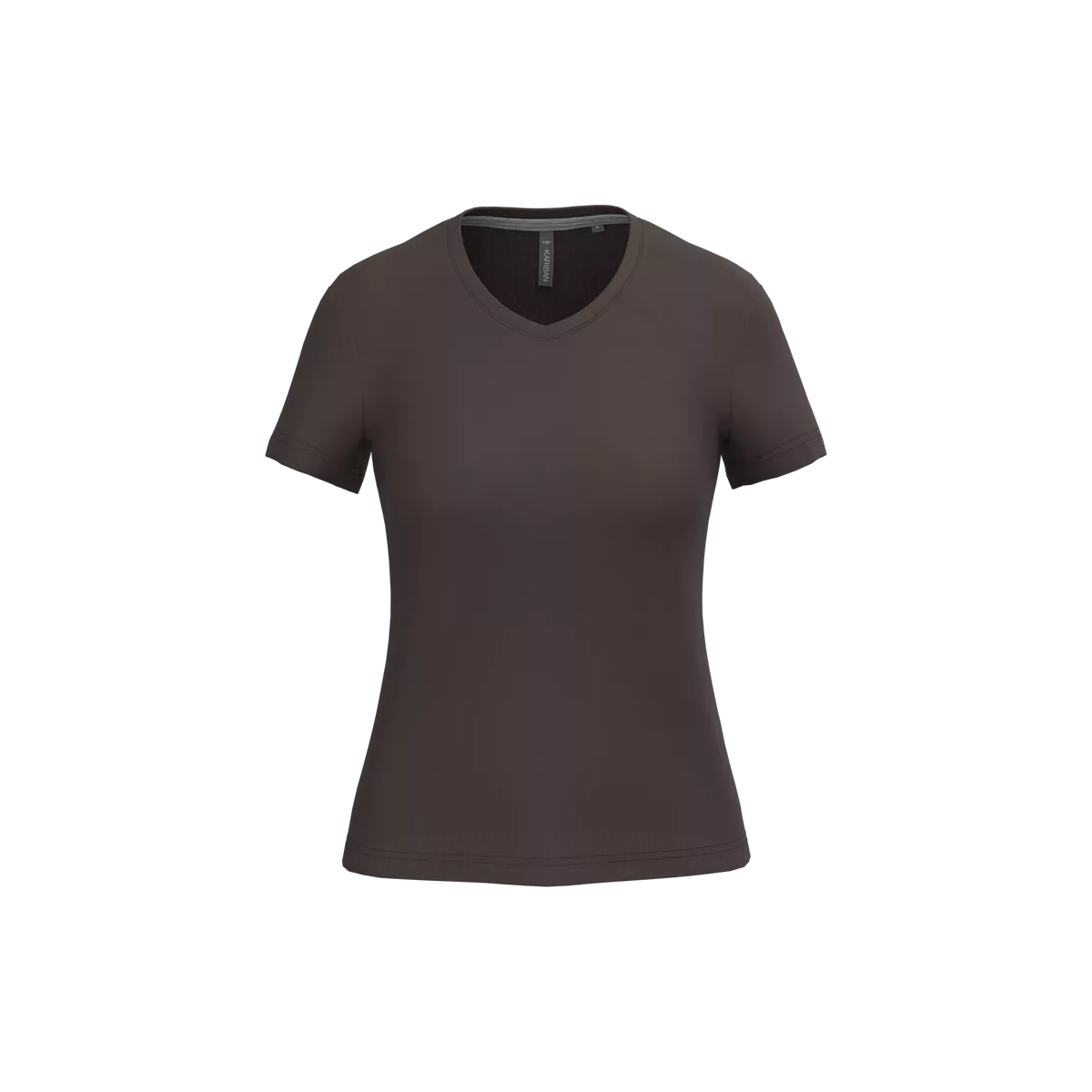 Dames T-shirt v-hals met korte mouwen Chocolate