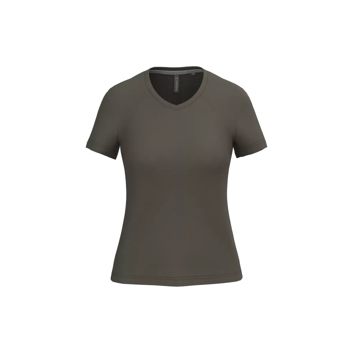 Dames T-shirt v-hals met korte mouwen Dark Khaki