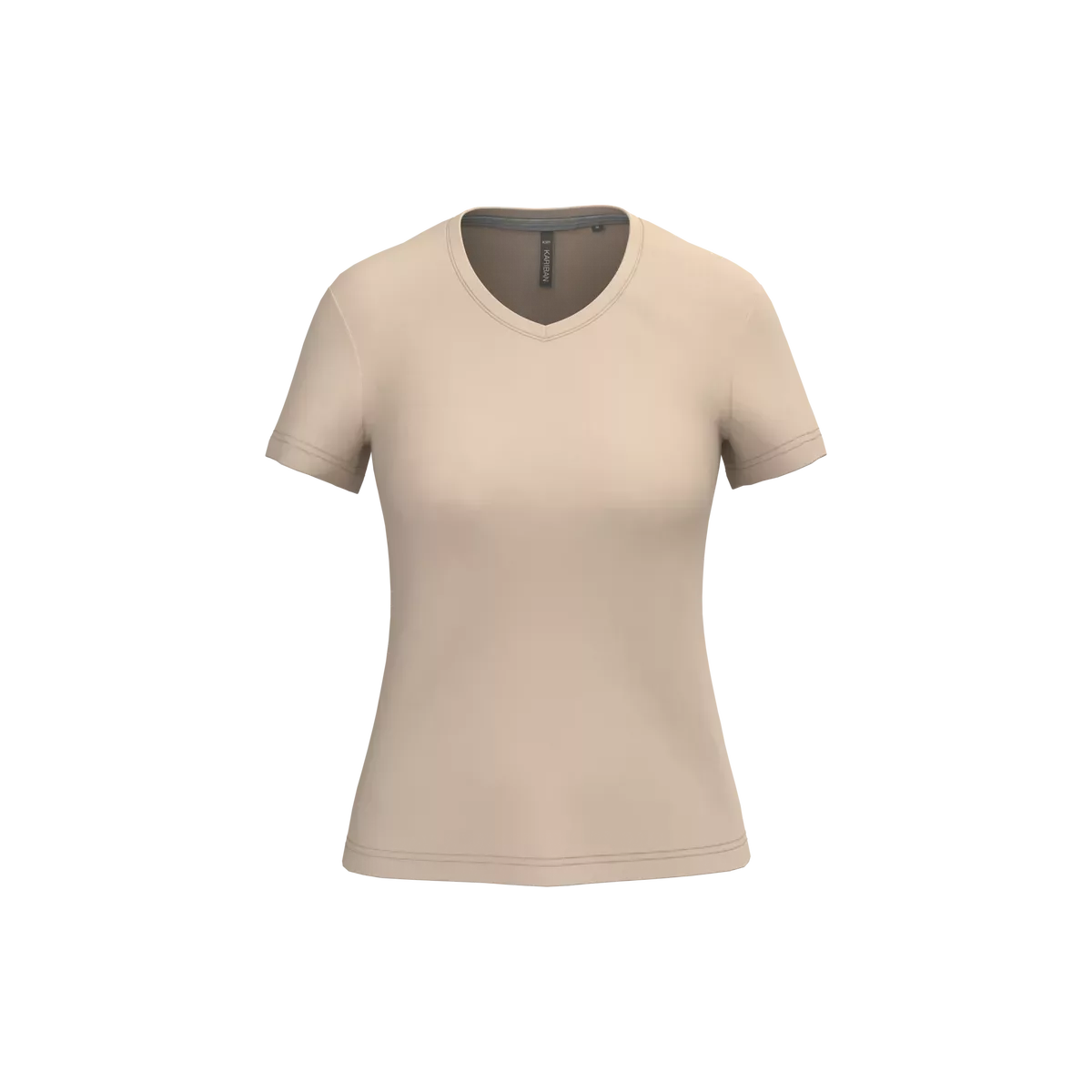 Dames T-shirt v-hals met korte mouwen Light Sand