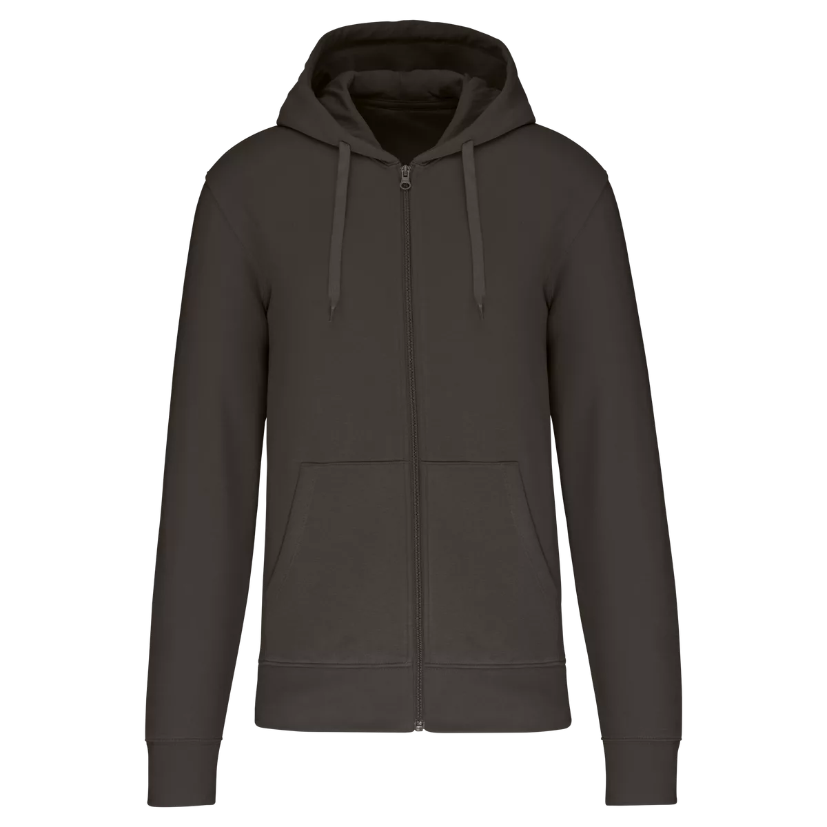 Ecologische herensweater met capuchon en ritssluiting Dark Grey