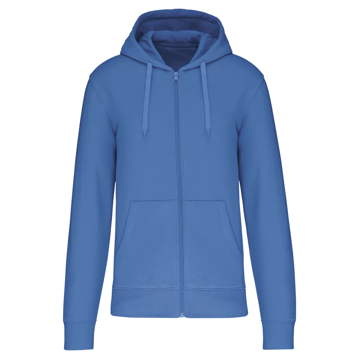 Ecologische herensweater met capuchon en ritssluiting Light Royal Blue