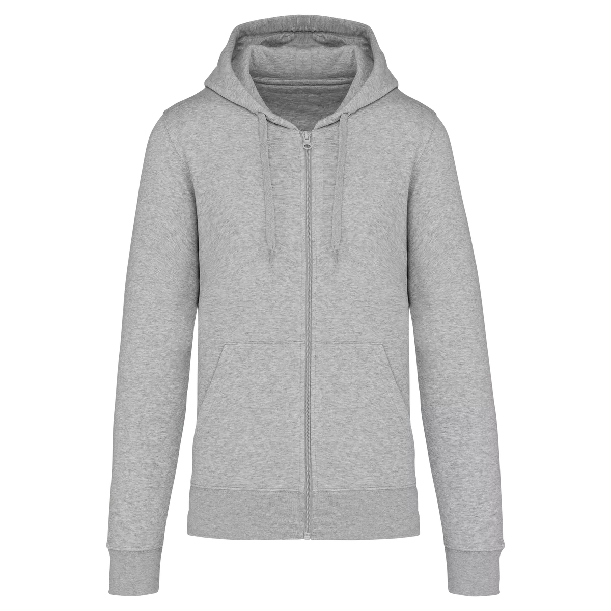 Ecologische herensweater met capuchon en ritssluiting Oxford Grey