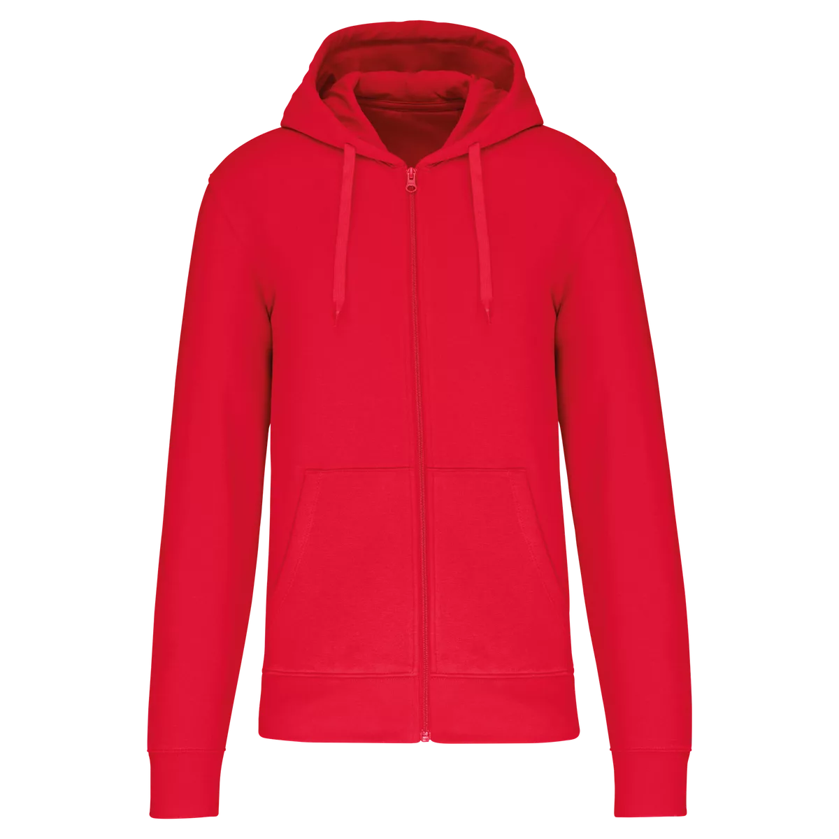 Ecologische herensweater met capuchon en ritssluiting Red