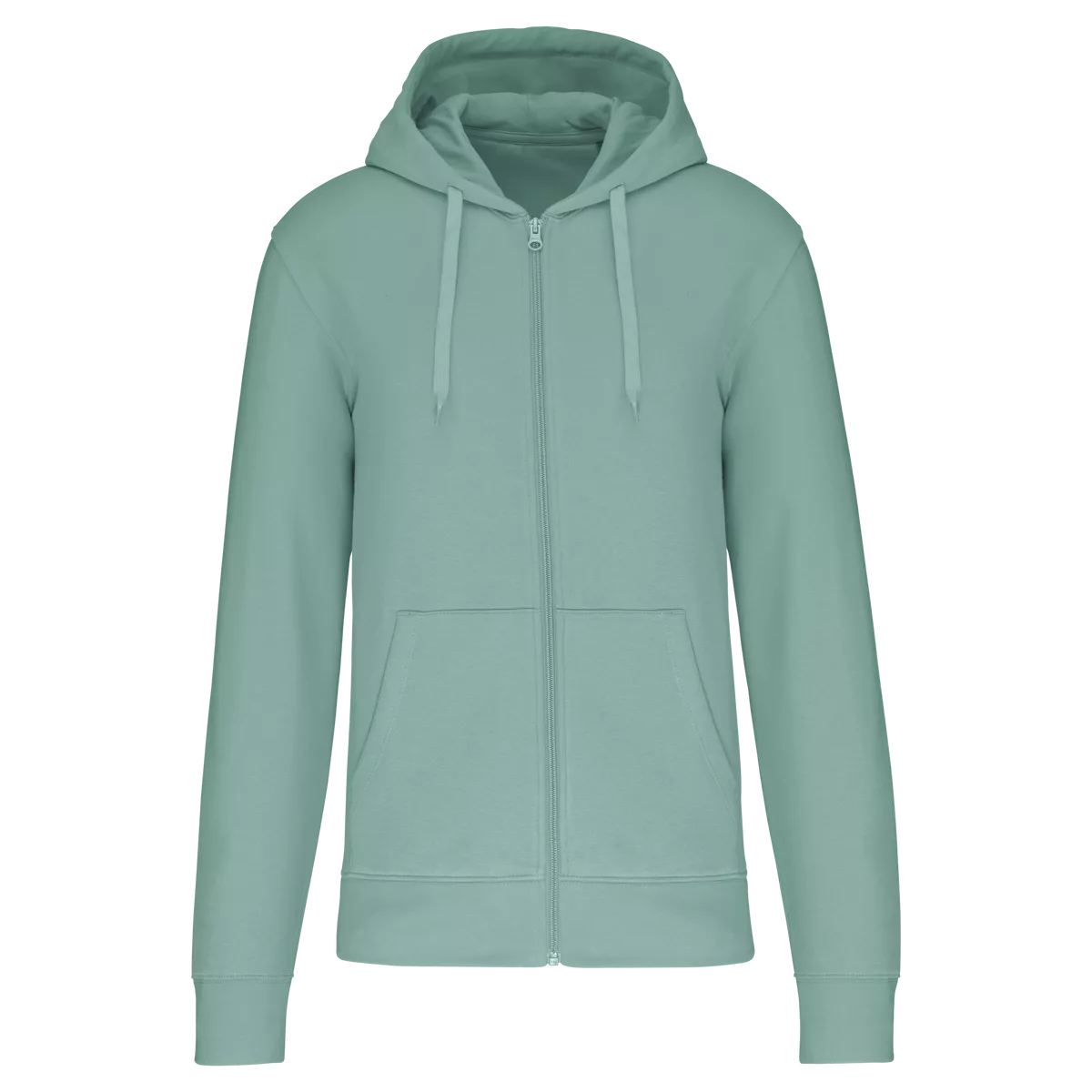 Ecologische herensweater met capuchon en ritssluiting Sage