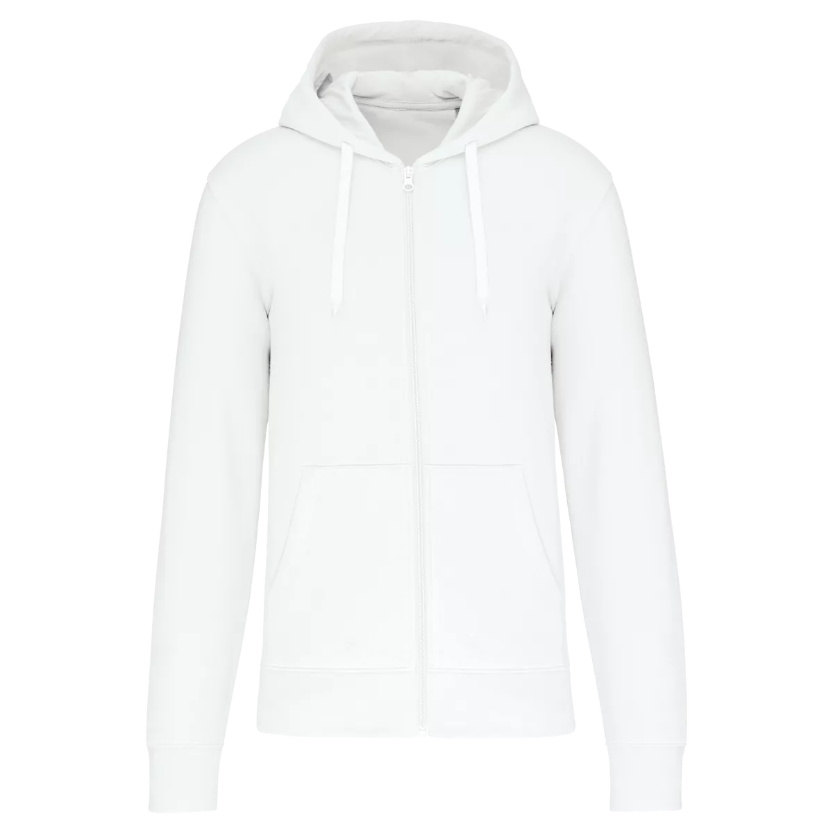 Ecologische herensweater met capuchon en ritssluiting White