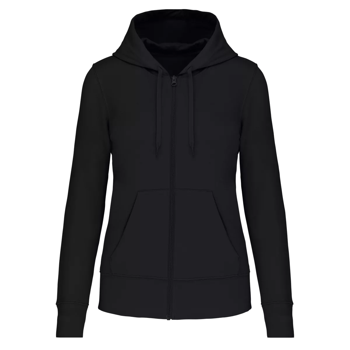 Ecologische damessweater met capuchon en ritssluiting Black